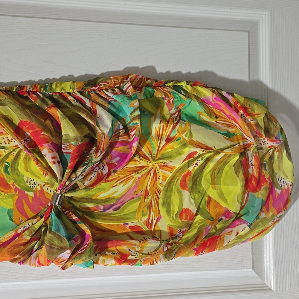 NWT Guess Layla Tropical Knot Accent Mini Dress Yellow Multi Size S - Picture 7 of 11
